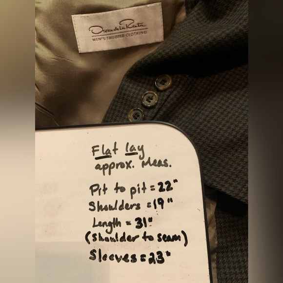 Oscar De La Renta Blazer Men 42R Brown Wool Tweed Two Button Sportcoat  VTG - Picture 8 of 8